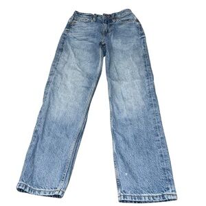 &Denim Women’s High Waist Straight Leg Jeans SZ 0 Cropped 25” Inseam Light Wash